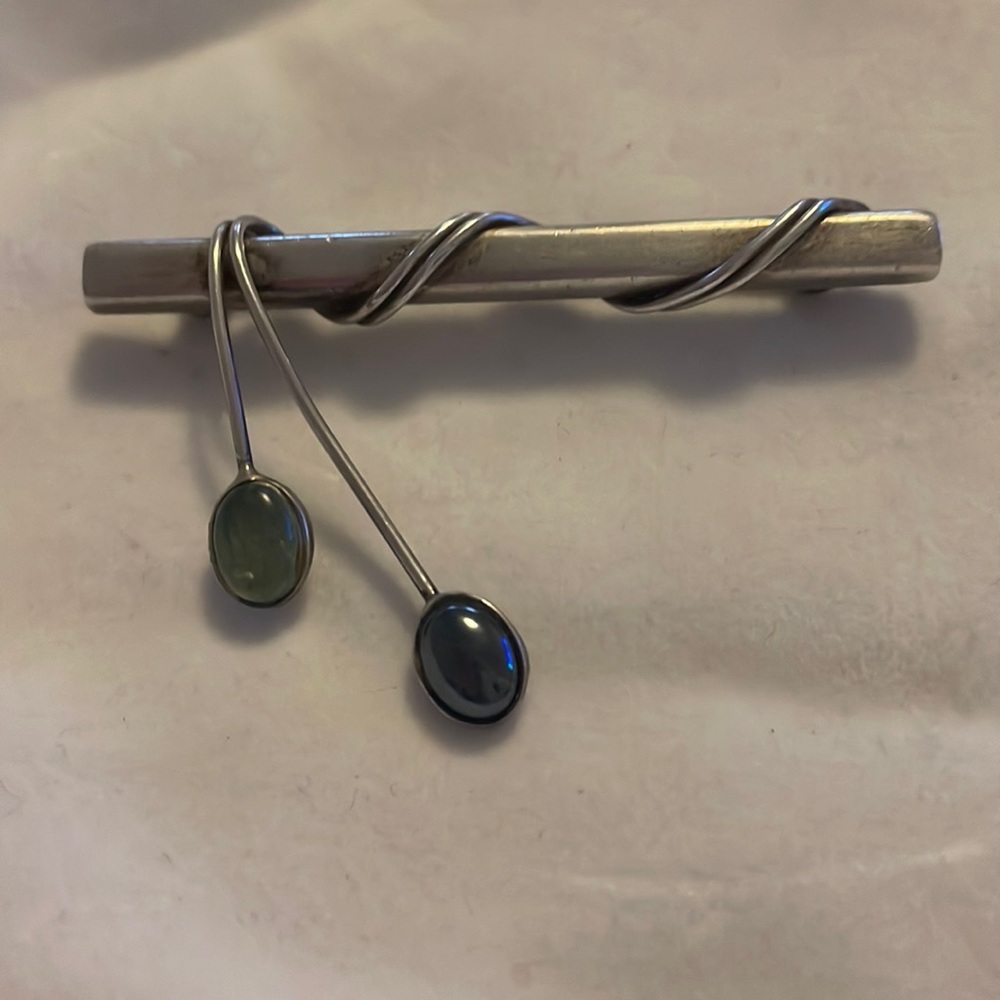 Sterling Mexican sliver brooch with two stones